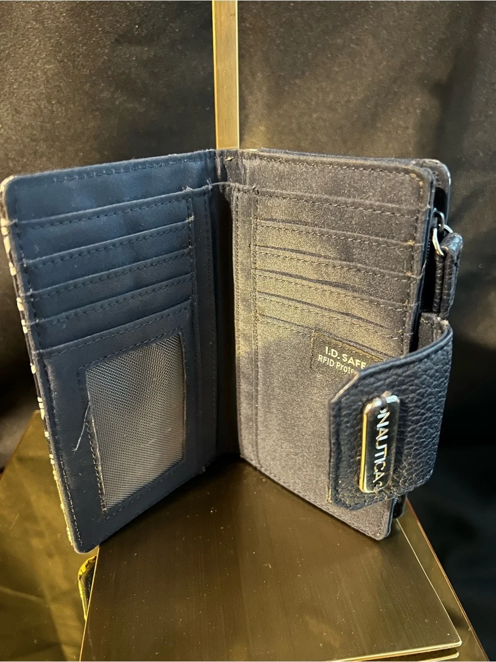 Nautica Navy and White Rope-Print Card Wallet